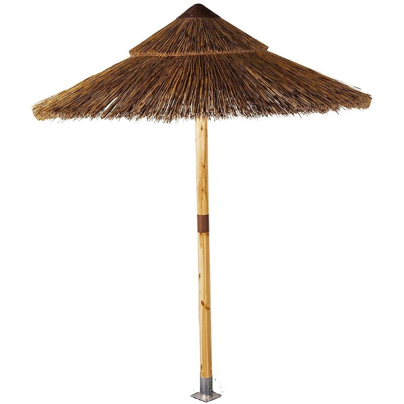 

Edenjardin Parasol Madera - Parasol para jardÃƒÂ­n de madera y caÃƒÂ±a | MÃƒÂ¡stil central | Redondo 200 cm