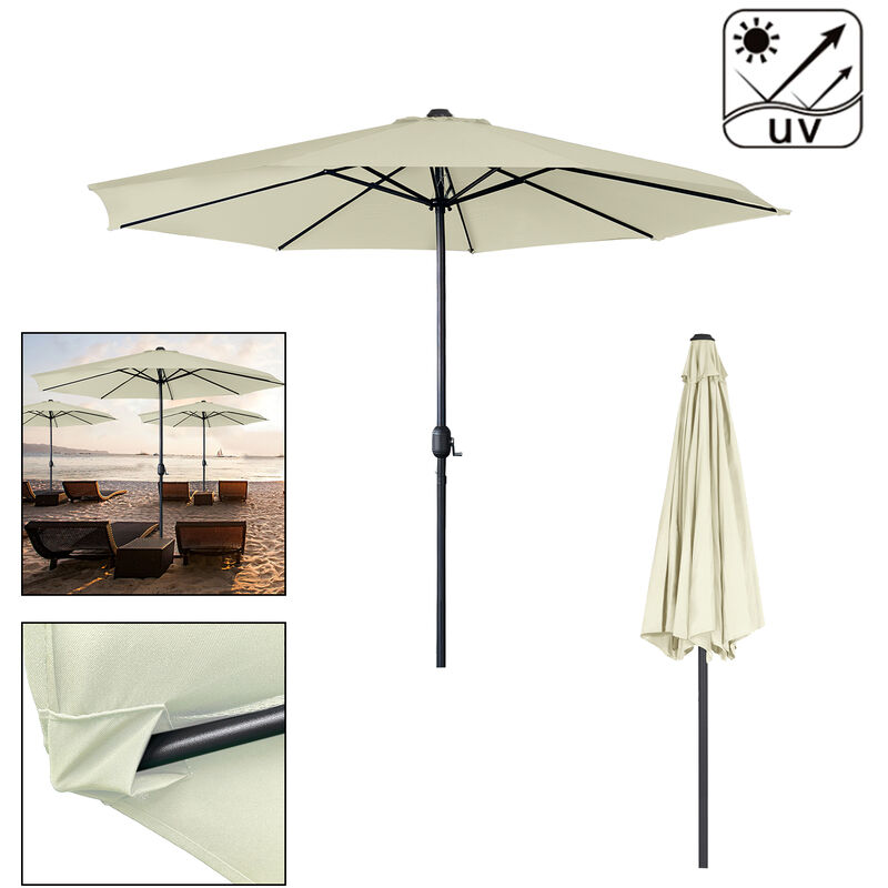 Parasol Parasol de jardin 350 cm, 3,5 m, beige (angle non réglable) HENGMEI