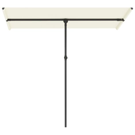 Parasol pivotant à 180°, réglable en hauteur, avec mât en aluminium, parasol de marché, parasol déporté, parasol de balcon, 150 x 205 cm, beige
