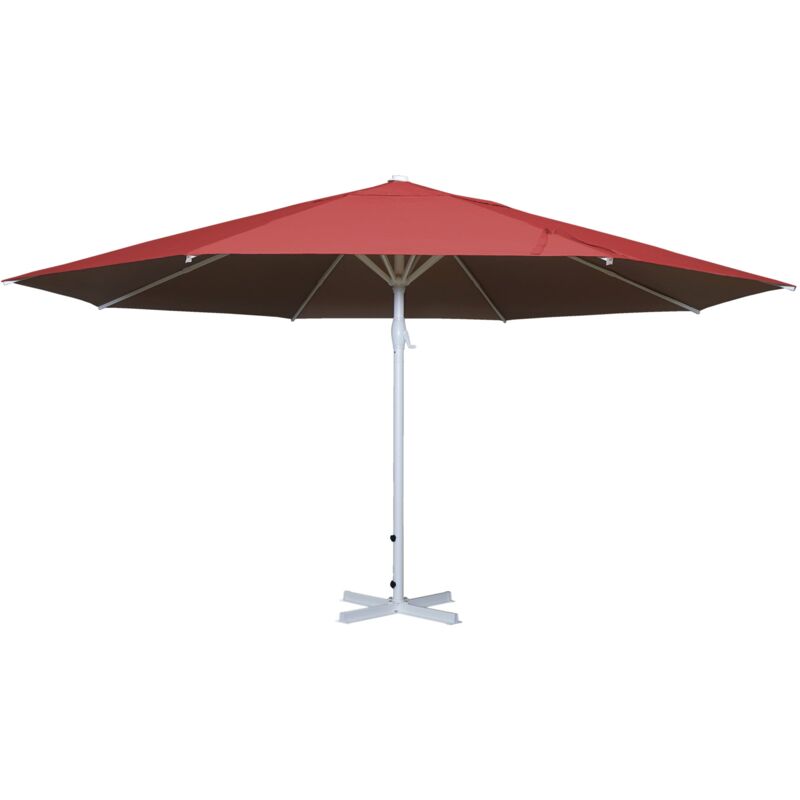 Parasol pour restauration ø 5m mât polyester/aluminium blanc 28kg rouge sans pied 040003858