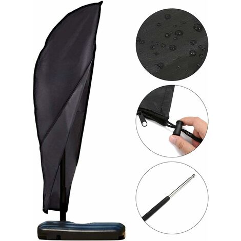 Parasol Protective Cover in 420D Oxford Waterproof UV Resistant Weatherproof with 3M Storage Bag, Protective Cover for Parasol 280 x 81/30/45cm