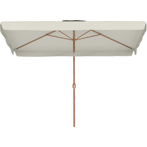 Parasol rectangulaire 200x300 cm, toile inclinable 6 baleines aluminium, manivelle, crème