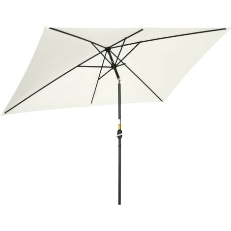 Parasol rectangulaire 2x3 m pliable réglable manivelle aluminium polyester blanc crème