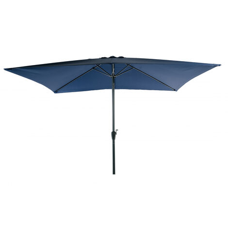 Parasol Rectangulaire 2X3M Bleu Aluminium Et Polyester Avec Manivelle Inclinable - Parasol droit - Mobilier de jardin - Bleu
