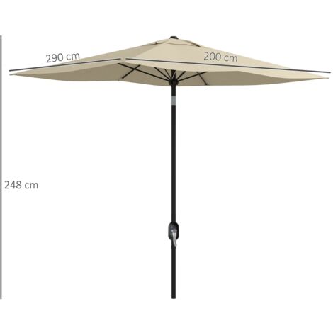 Parasol rectangulaire 2x3m crème, inclinable manivelle polyester 180g/m² imperméable