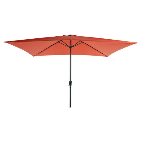 Parasol Rectangulaire 2X3M Orange Aluminium Et Polyester Avec Manivelle - Parasol droit - Mobilier de jardin - Orange