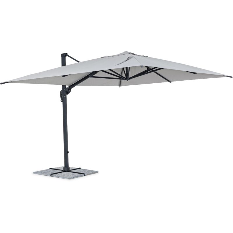 Parasol rectangulaire 4x3 m Austin avec mât latéral en aluminium Anthracite - Gardenia