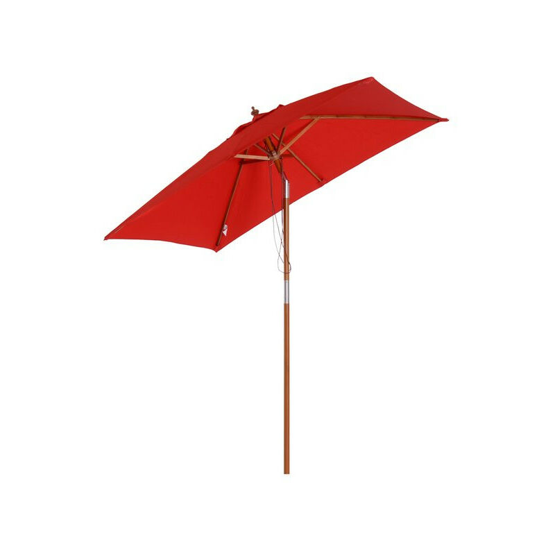 MH - Parasol rectangulaire bois antibes rouge