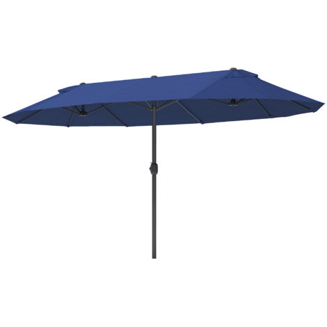 Parasol rectangulaire double 4,6x2,7x2,4 m toile bleue 180 g/m² avec manivelle