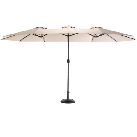 Parasol Rectangulaire Extérieur Double Face 14.8 Ft avec Manivelle - Acier 12 Branches, Khaki (Sans Pied)