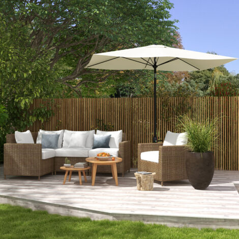 Parasol rectangulaire inclinable 2 x 3 m avec manivelle toile polyester imperméabilisée haute densité 180 g/m² beige