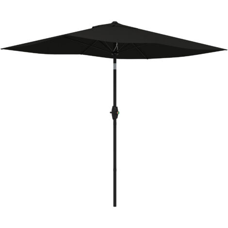 Parasol rectangulaire inclinable 2x3 m avec manivelle, toile polyester haute densité 180 g/m², imperméable, noir