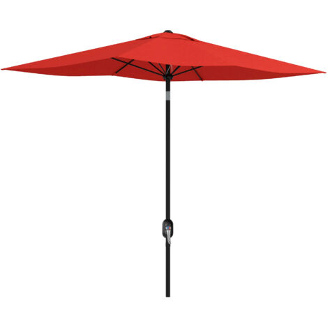 Parasol rectangulaire inclinable 2x3 m avec manivelle toile polyester imperméable 180g/m² rouge