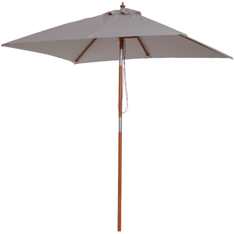 Parasol rectangulaire inclinable bois polyester haute densité 2L x 1,5l x 2,3H m gris clair