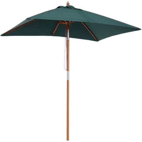 Parasol rectangulaire inclinable bois polyester haute densité 2L x 1,5l x 2,3H m vert foncé