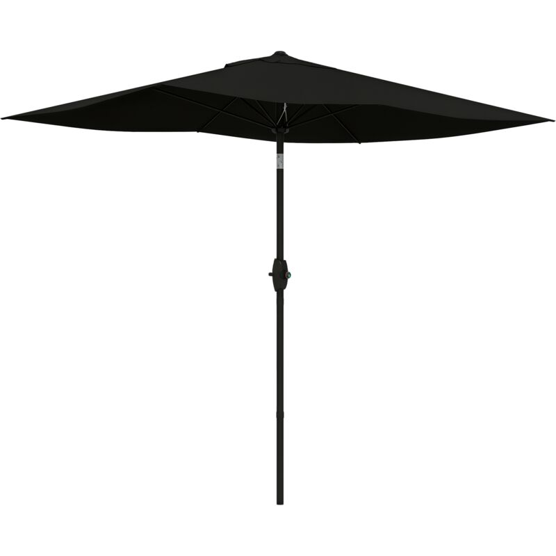 Parasol rectangulaire inclinable de jardin avec manivelle métal polyester haute densité anti UV 50+ noir