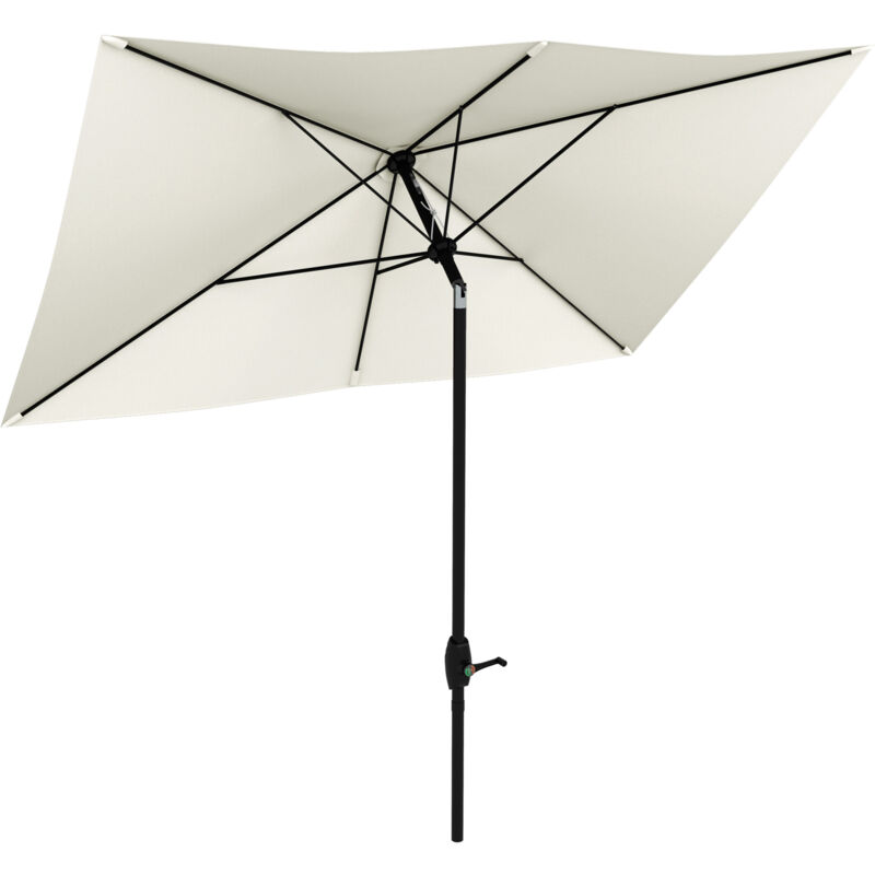 Parasol rectangulaire inclinable de jardin avec manivelle métal polyester haute densité anti uv 50+ crème