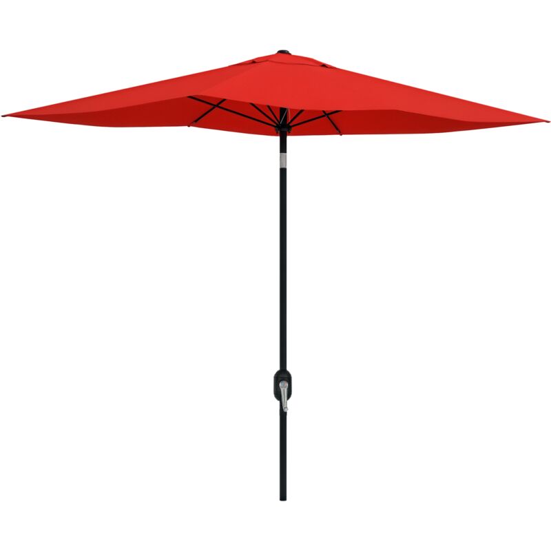 Parasol rectangulaire inclinable de jardin avec manivelle métal polyester haute densité anti uv 50+ rouge