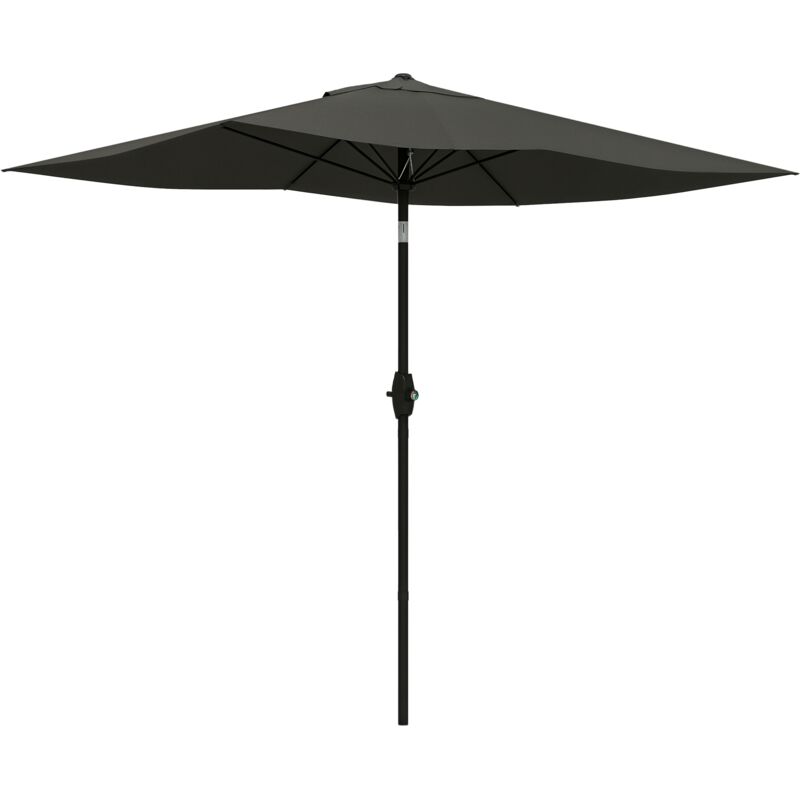 Parasol rectangulaire inclinable de jardin avec manivelle métal polyester haute densité anti uv 50+ gris