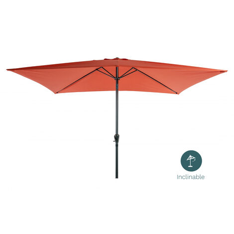 ESSENCIEL GREEN Parasol Rectangulaire Inclinable Orange Brûlée 2x3M Aluminium et Polyester - Parasol droit - Mobilier de jardin