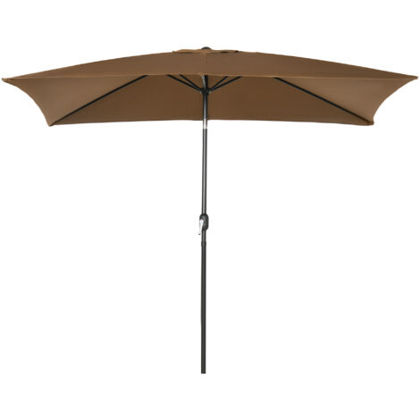 Parasol rectangulaire inclinable toile polyester 180 g/m² protection UV 2,94 x 1,98 x 2,55 m marron