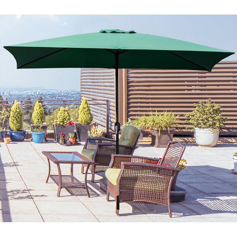 Parasol rectangulaire vert à manivelle 290x190 UB006D
