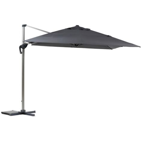 Parasol rectangular desplazado Equador de 4 x 3 m de aluminio pizarra y poliéster - Hespéride