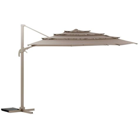 Parasol rectangular multipanel Melhia lino 4 x 3 m aluminio acero y olefina offset - Hespéride