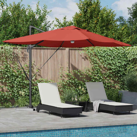 Parasol Roma de Brazo Lateral Rojo y Negro 352 x 251 x 265 cm