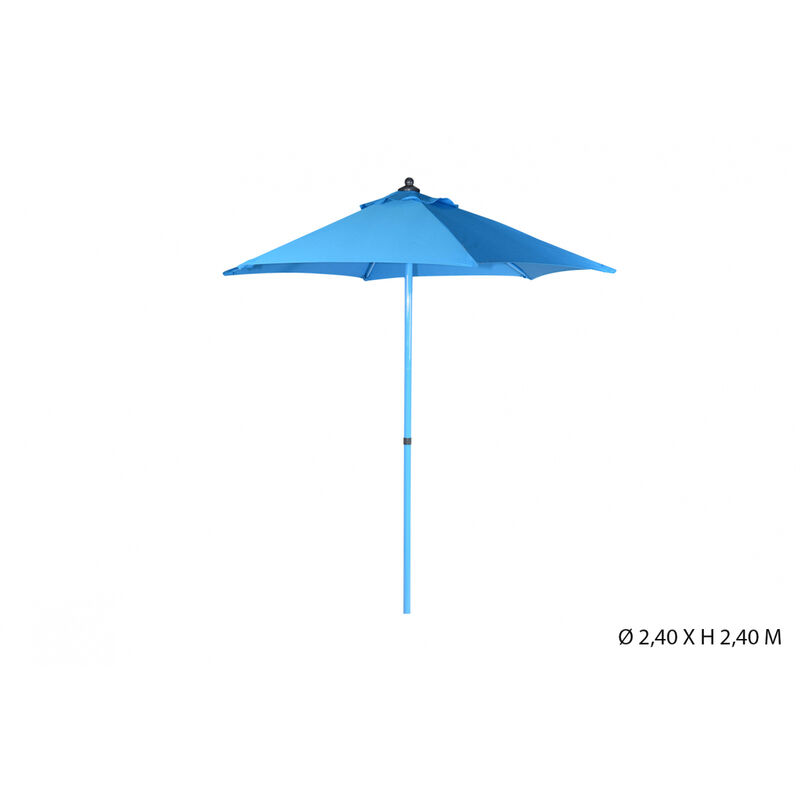 Parasol Rond 2,4 m Aluminium et Polyester Bleu Inclinable - Mobilier de Jardin - Parasol droit - Bleu
