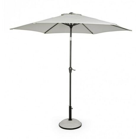Parasol rond 270 cm en toile gris clair et mât en acier - PARAZ