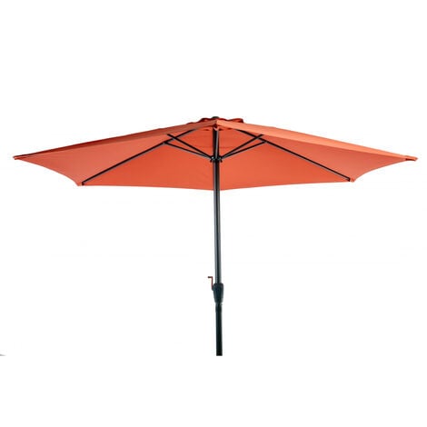ESSENCIEL GREEN Parasol Rond 3M Orange Brûlée Aluminium et Polyester - Mobilier de Jardin - Parasol droit