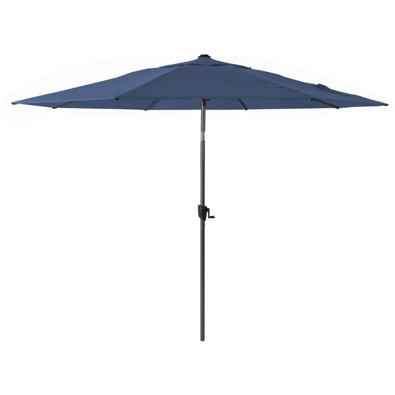 Parasol droit aluminium manivelle - grey mat / bleu ø 300 cm - Proloisirs