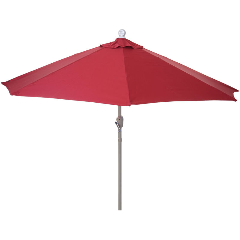 HHG - Demi-parasol en aluminium Parla, uv 50+ 300cm bordeaux sans pied - red