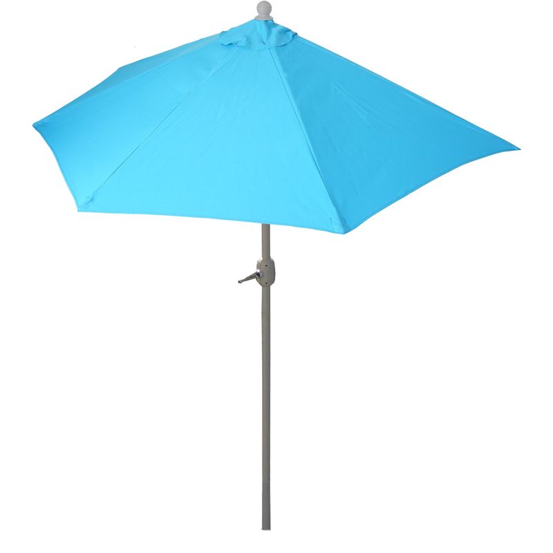 Parasol Parla en alu, hémicycle, parasol de balcon UV 50+ 270cm turquoise sans pied