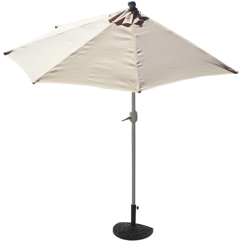 HHG - Demi-parasol aluminium Parla pour balcon ou terrasse, ip 50+, 270cm crème avec pied - beige