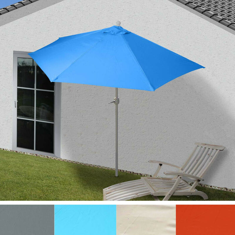 Parasol semi-circulaire Parla - demi-parasol balcon - uv 50+ polyester/alu 3kg - 300cm vert avec support