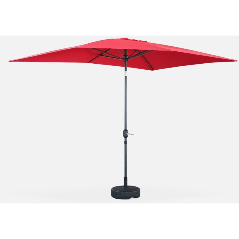 

Sombrilla jardin, parasol rojo, mástil central, inclinable, rectangular, 2x3m, Touquet - Rojo
