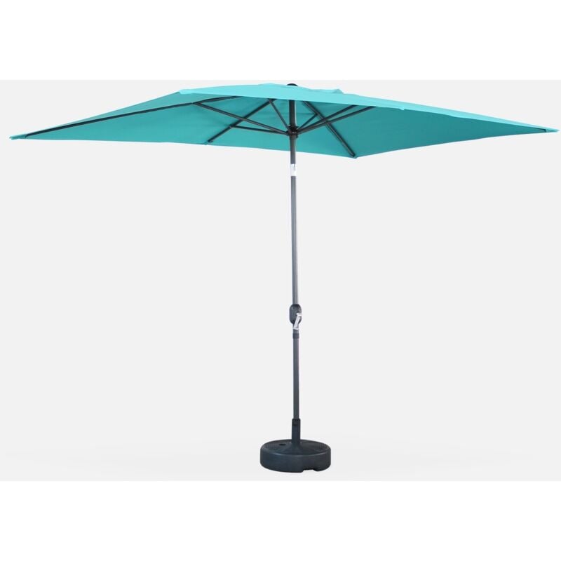 

Alice's Garden - Sombrilla jardin, parasol turquesa, mástil central, inclinable, rectangular, 2x3m, Touquet - Turquesa