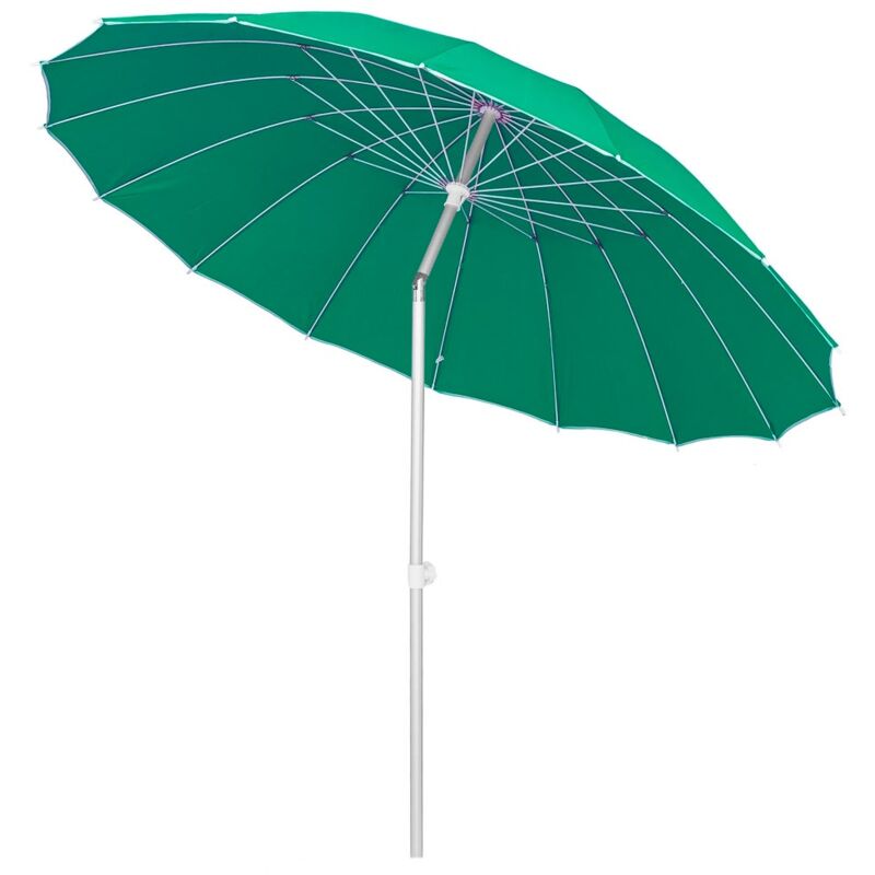 

Lolahome - Parasol sombrilla verde con varillas flexibles de fibra de carbono y mástil de aluminio de Ø 250 cm