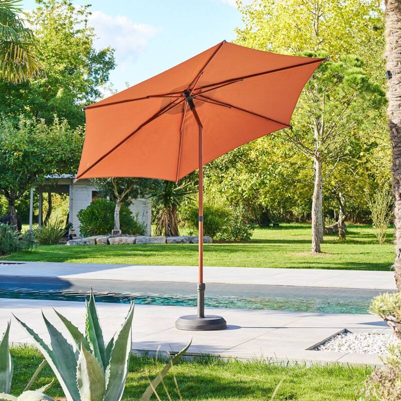 Parasol droit rond inclinable Soya 2,7m acajou - Hespéride
