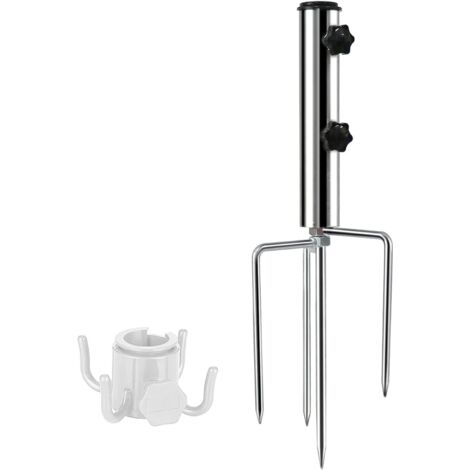 Parasol Stand with 4 Adjustable Detachable Pegs, Heavy Duty Metal Parasol Stand, Outdoor Parasol Mount, for Beach/Meadow/Sand