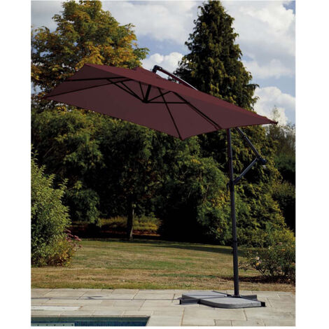 Parasol Structure Métal à Pied Déporté 3 x 2 m Bordeaux 3x2 m