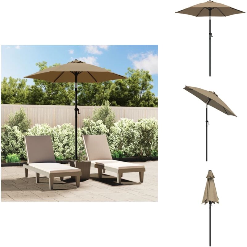 Parasol Taupe 200x224 cm Aluminium - Parasol - Parasol Exterieur - Parasol Inclinable - Parasol Taupe - Parasol Aluminium