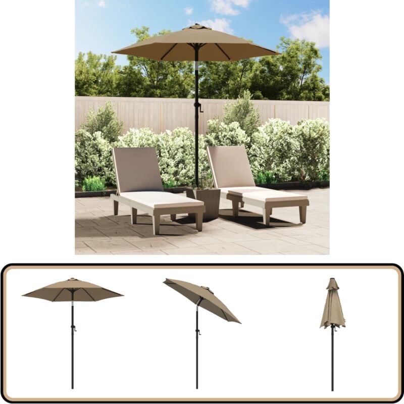 Parasol Taupe 200x224 cm Aluminium - Parasol - Parasol Exterieur - Parasol Inclinable - Parasol Taupe - Parasol Aluminium