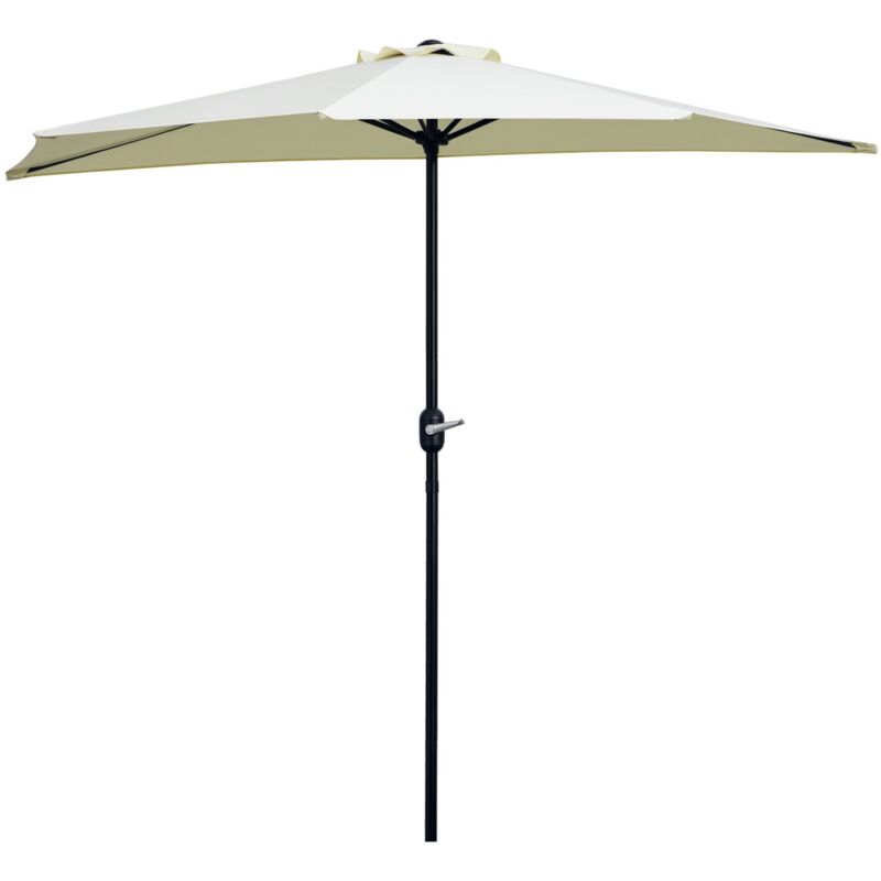 Demi parasol - parasol de balcon - ouverture fermeture manivelle - acier polyester haute densité crème