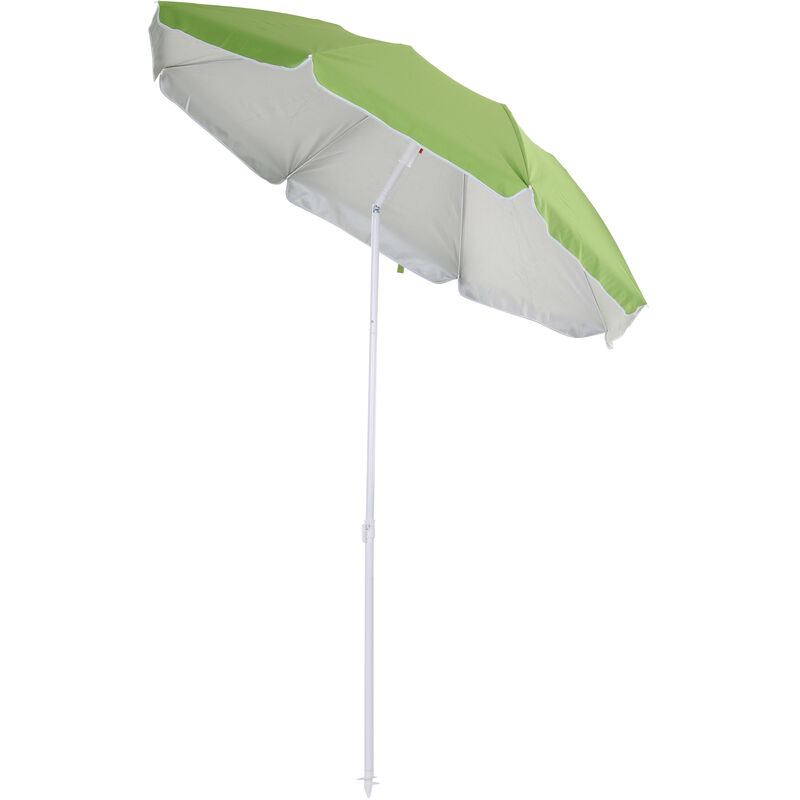 Parasol inclinable octogonal de plage ø 150 cm tissu polyester haute densité anti-UV mât démontable sac de transport inclus vert