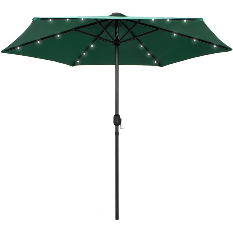 Garden Parasol with led Lights and Aluminium Pole 270 cm Green Vidaxl