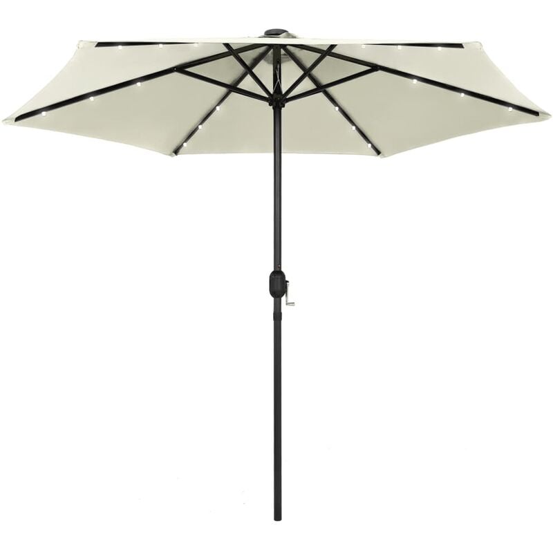 Garden Parasol with led Lights and Aluminium Pole 270 cm Sand White Vidaxl