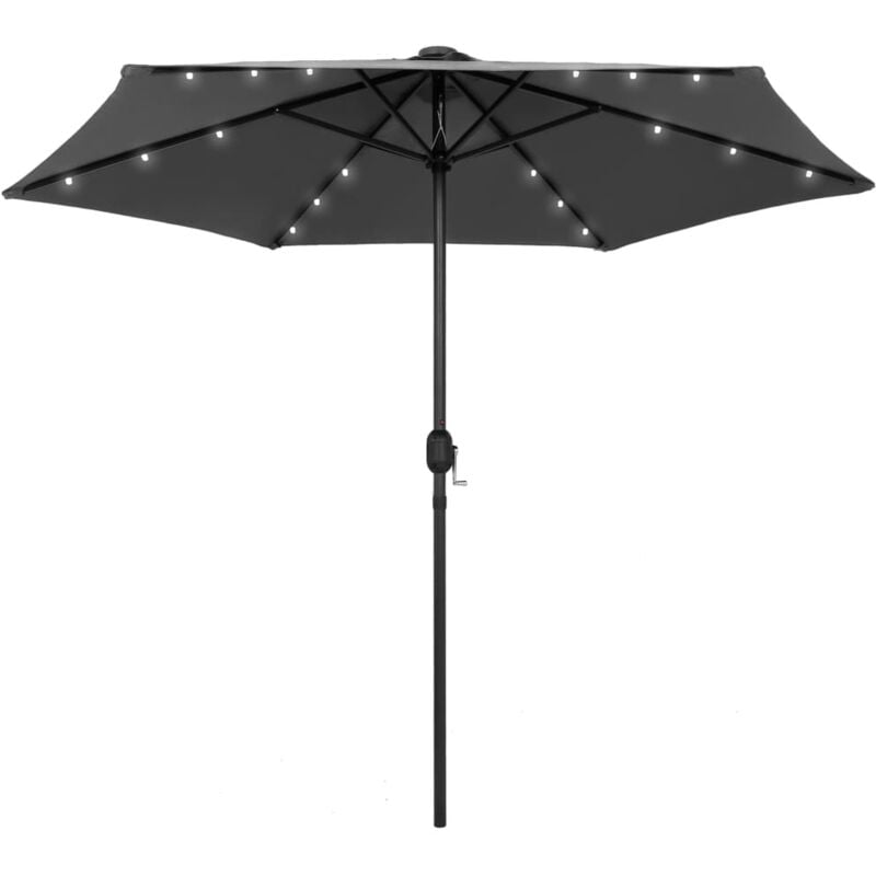 Garden Parasol with led Lights and Aluminium Pole 270 cm Anthracite Vidaxl